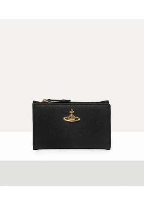 Vivienne Westwood Slim Flap Card Holder Saffiano Leather Plain Black One Size Women