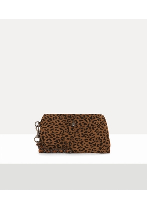 Vivienne Westwood Sadie Wristlet Pouch Printed Suede Leopard