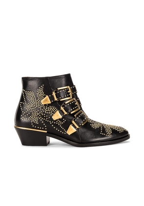 Chloe Susanna Leather Studded Booties in Black & Gold - Black. Size 36 (also in 36.5, 37).
