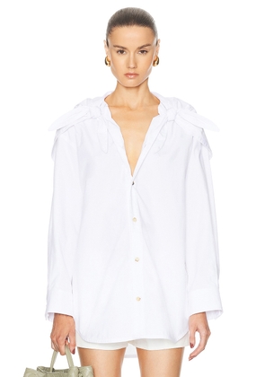 Bottega Veneta Long Sleeve Button Up Top in White - White. Size 34 (also in 38).