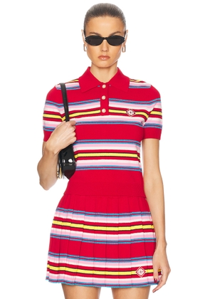 Casablanca Striped Polo Top in Multi Dark Red - Red. Size S (also in XS).