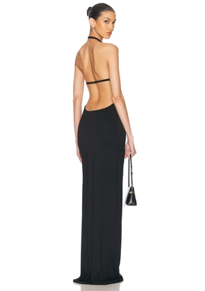 Eterne Vivian Halter Maxi Dress in Black - Black. Size M (also in L, S, XL).