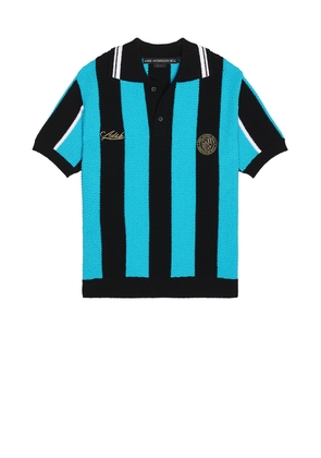 Andersson Bell Stripe Soccer Polo Sweater in Blue - Black. Size S (also in M).