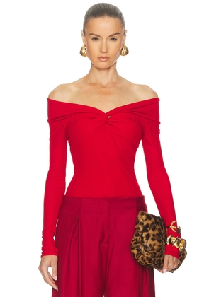 Blumarine Off The Shoulder Top in Lipstick Red - Red. Size 38 (also in 36, 40).