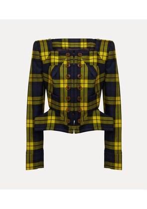 Vivienne Westwood Cosmopolitan Jacket Moonshine Tartan Navy-yellow 42 Women