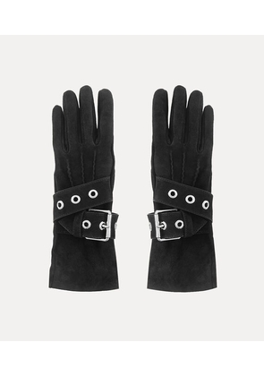 Vivienne Westwood Belt Buckle Gloves Suede Black S Women