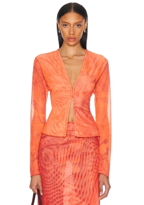 Jade Cropper Long Sleeve Cardigan in Red Snake Print - Red. Size 36 (also in 34, 38, 40).