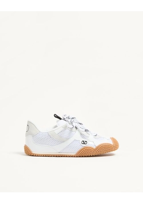 Valentino Garavani Amphibia Sneaker in Rubberised Calfskin and Split Leather Woman WHITE 35