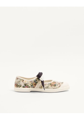 Valentino Garavani Bay By Bay Ballerina Sneakers In Papier Floral Jacquard Fabric Woman BEIGE/MULTICOLOUR 35