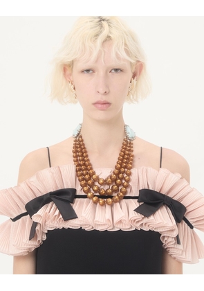 Valentino Garavani Coeur Hyperbole Necklace in Metal, Resin and Crystals Woman BROWN UNI