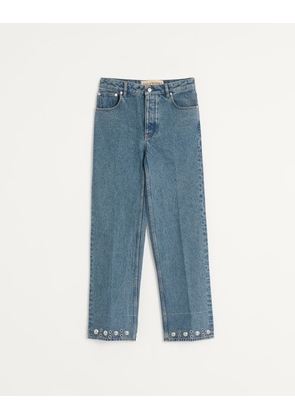 Valentino Denim Trousers With Cabochons Man BLUE 29