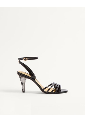 Valentino Garavani Ladycrush Patent Leather Sandal With Crystals 85Mm Woman BLACK/SILVER 35
