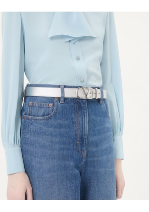 Valentino Garavani Vlogo Signature Belt In Laminated Calfskin 30 Mm Woman SILVER 065