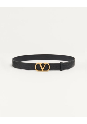 Valentino Garavani Vlogo Signature Calfskin Belt 30 Mm Man BLACK 085