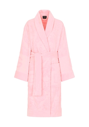 Dolce & Gabbana Pink Bathrobe With Front Belt Closure And Two Front Maxi Patch Pockets In Cotton Home