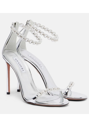 Aquazzura Bijoux 105 embellished metallic leather sandals