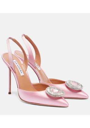 Aquazzura Crystal Hoop 105 satin slingback pumps