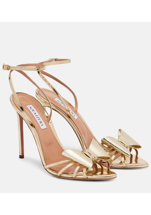 Aquazzura Black Tie 105 mirrored faux leather sandals