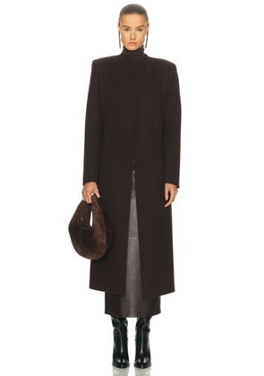 KHAITE Jelson Coat in Dark Brown - Brown. Size 10 (also in 2, 4, 6).
