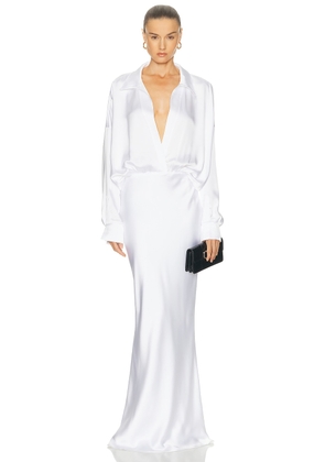 Norma Kamali Super Oversized Boyfriend Shirt Gown in Snow White - White. Size M (also in S).