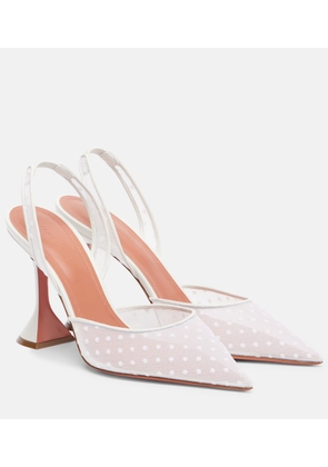 Amina Muaddi Holli 95 point d'esprit slingback pumps