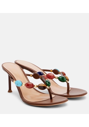 Gianvito Rossi Embellished leather thong sandals