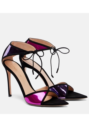 Gianvito Rossi 105 suede-trimmed metallic leather pumps