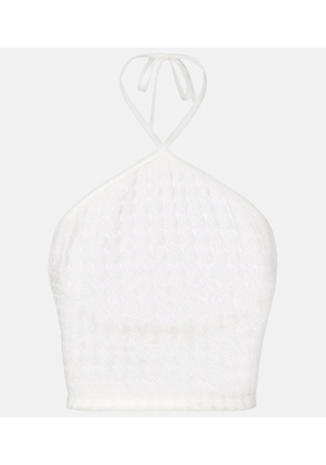 Missoni Open-knit halterneck lame crop top
