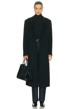 Loulou de Saison X Loro Piana Rosco Double Breasted Coat in Black - Black. Size 38 (also in 42).