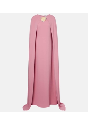 Oscar de la Renta Caped silk-blend georgette gown