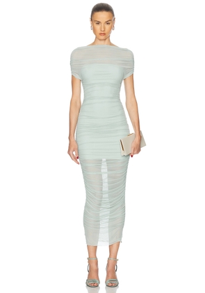 SEROYA Noel Off Shoulder Midi Dress in Frosted Sea - Mint. Size L (also in M, S, XS).