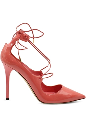 Jimmy Choo Pre-Owned 100mm Vita lace-up patent-leather pumps - Pink
