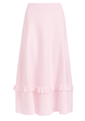 Needle & Thread Pointelle Stretch-knit Midi Skirt - Pink - 6 (UK10 / S)