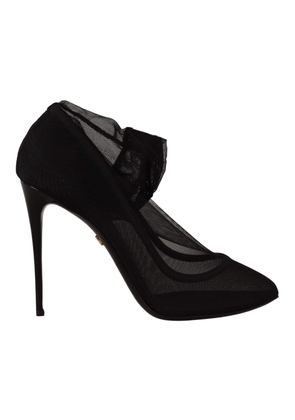 Dolce & Gabbana Black Tulle Stretch Boots Pumps Shoes - EU39/US8.5