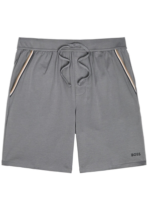 Boss Unique Logo Stretch-cotton Shorts - Grey - XL