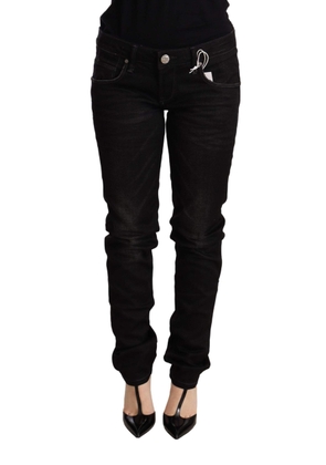 Acht Black Low Waist Skinny Denim Cotton Trouser - W30