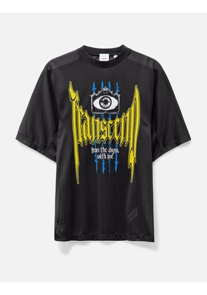 Slogan Print Nylon Mesh T-shirt