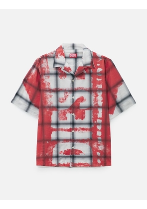 S-Nabil Check bowling shirt with fading logo
