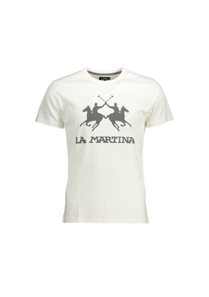 Elegant White Cotton Crew Neck Tee - L