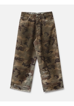 Distressed Camo Oversized Denim
