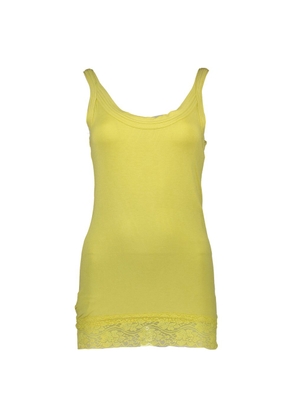 Yellow Cotton Womens Tank with Lace Detail - S