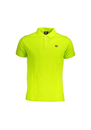 Yellow Cotton Men Polo Shirt - L