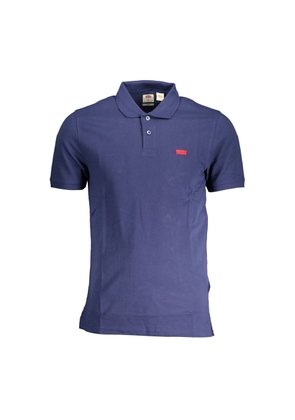 Blue Cotton Men Polo Shirt - M
