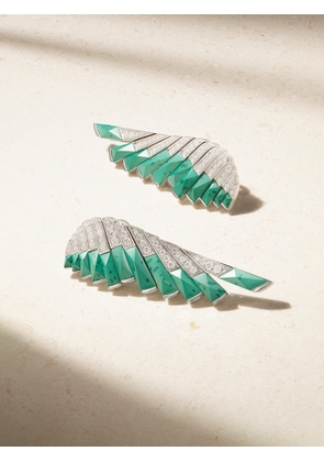 Garrard - Wings 18-karat White Gold, Malachite And Diamond Earrings - One size
