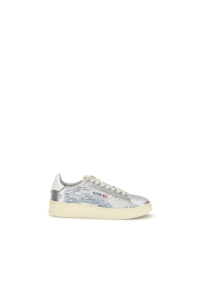 Autry Silver Calf Leather Bos Taurus Low Top Sneakers - EU36/US6