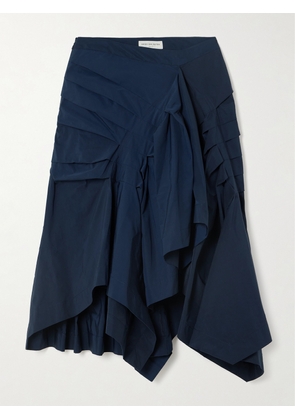 Dries Van Noten - Asymmetric Pintucked Taffeta Skirt - Blue - FR 34,FR 36,FR 38,FR 40,FR 42,FR 44