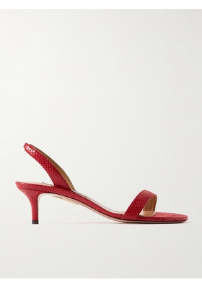 Aquazzura - So Nude 50 Lizard-effect Leather Slingback Sandals - Red - IT35,IT36,IT36.5,IT37,IT37.5,IT38,IT38.5,IT39,IT39.5,IT40,IT40.5,IT41,IT41.5,IT42
