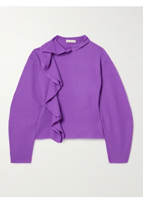 Ulla Johnson - Corinna Ruffled Brushed-wool Turtleneck Sweater - Purple - x small,small,medium