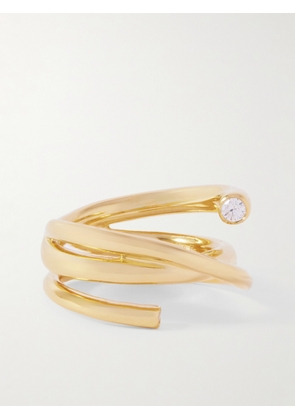 Completedworks - Gold-plated Recycled Silver Cubic Zirconia Ring - L,O,R