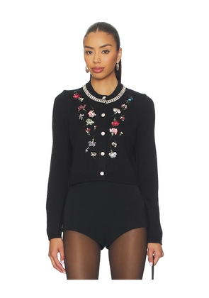 Cinq a Sept Tumbling Carnation Isolde Cardigan in Black. Size M. Also in S, XS.